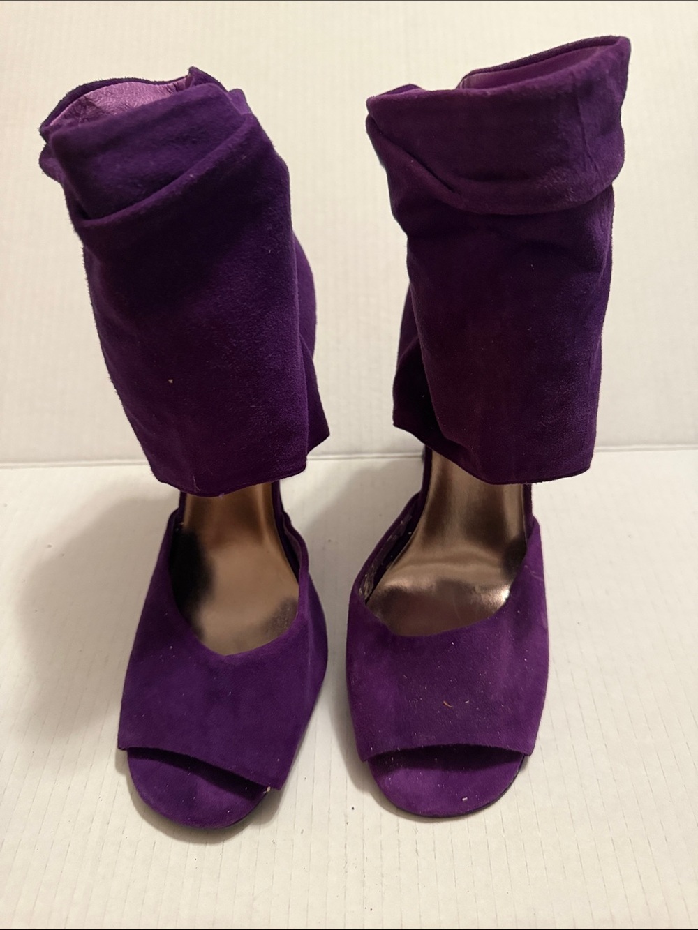 Steve Madden Purple Suede Peep-Toe Ankle Wrap Heels